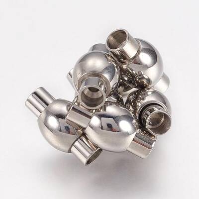 Tarnish Resistant Smooth 304 Stainless Steel Magnetic Clasps with Glue-in Ends