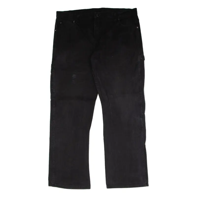 DICKIES Carpenter Mens Canvas Trousers Black Regular Straight W38 L32