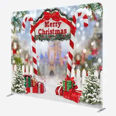 Aperturee Snowflake Candy Cane Christmas Pillow Case Backdrop - Aperturee