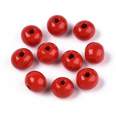 Spray Painted Round Natural Schima Wood Beads
