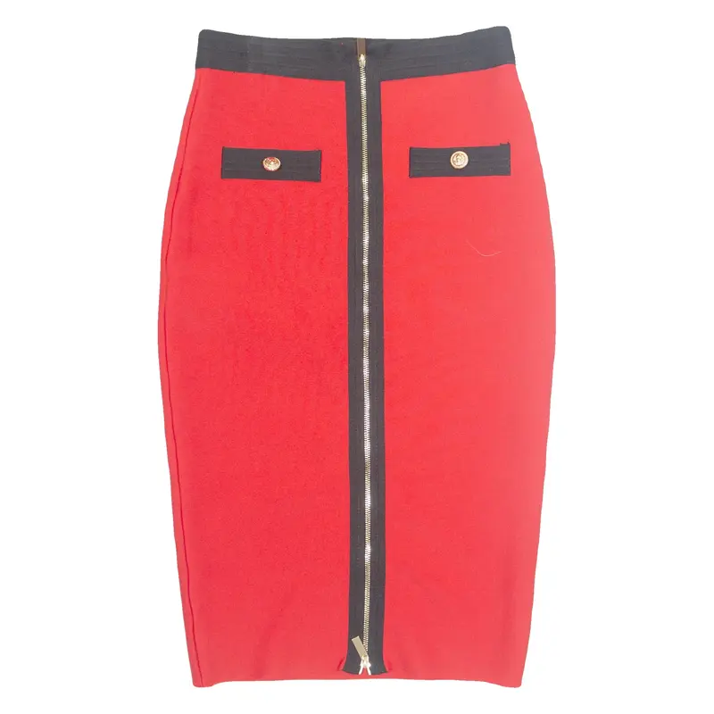 KAREN MILLEN Womens Pencil Skirt Red Knee Length S