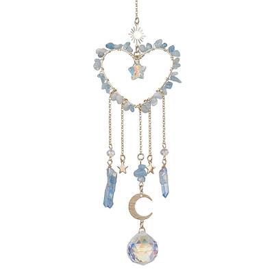 Natural Aquamarine Chip Beads with Brass Findings Pendant Decorations
