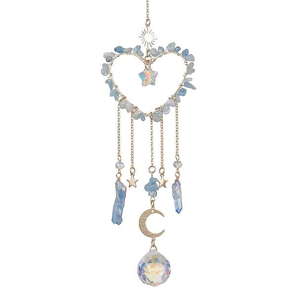 Natural Aquamarine Chip Beads with Brass Findings Pendant Decorations