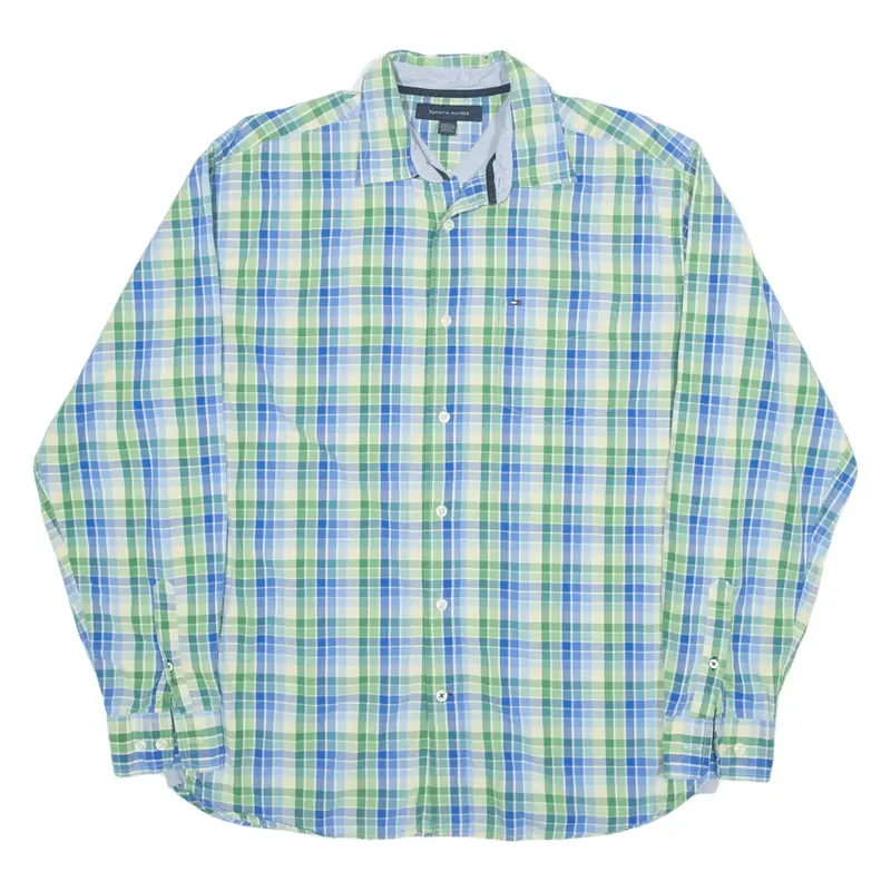 TOMMY HILFIGER Shirt Green Check Long Sleeve Mens M