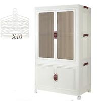 Portable Closet Wardrobe for Hanging Clothes, Folding Stackable Closet with Lid, Wheels and Hanging Rod Folding Storage Box, ...