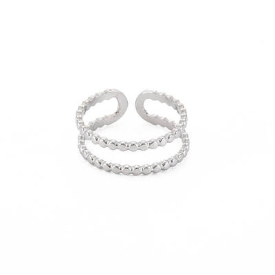 Non-Tarnish 304 Stainless Steel Double Line Open Cuff Ring for Women
