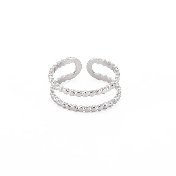 Non-Tarnish 304 Stainless Steel Double Line Open Cuff Ring for Women