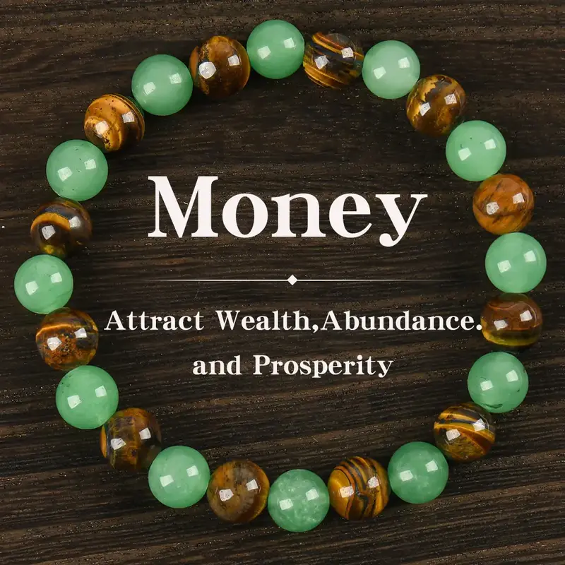 1pc Arpurraina Money Attraction Bracelet with Green Aventurine & Tiger Eye -    blue friendship bracelet beaded  jewelry prot...