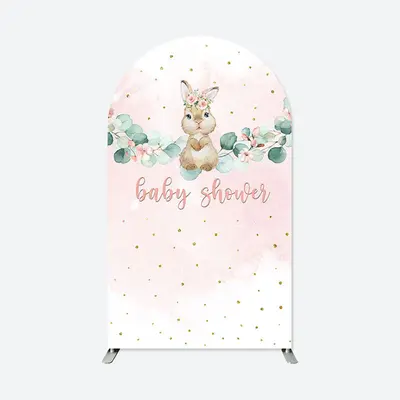 Aperturee Pink Floral Rabbit Baby Shower Chiara Arch Backdrop | Diy Chiara Backdrop Cover | Chiara Wall Backdrop Diy | Custom...