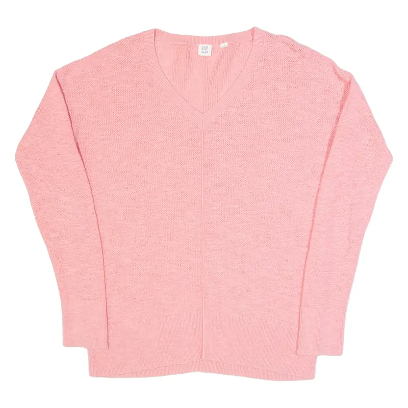GAP Womens Jumper Pink V-Neck Tight Knit XS