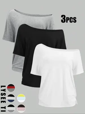 Women's Solid Color Tee, Casual Basic Short Sleeve T-shirt for Daily Wear, Ladies Clothes for All Seasons