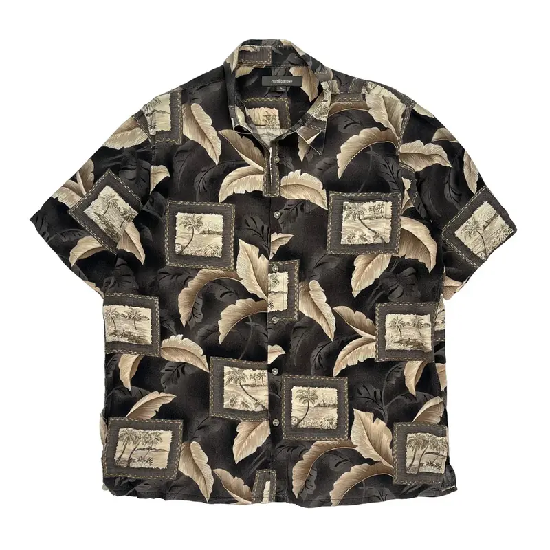Croft & Barrow Hawaiian Shirt - Large Black Cotton