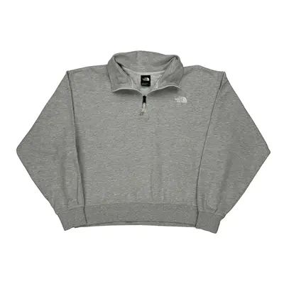 The North Face 1/4 Zip - Large Grey Cotton Blend