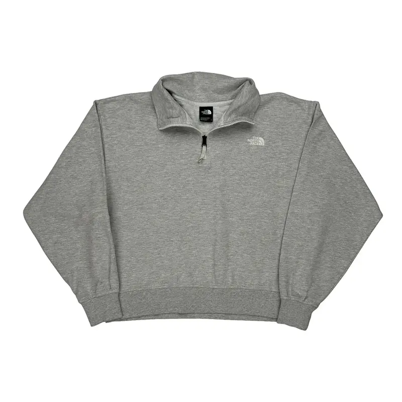 The North Face 1/4 Zip - Large Grey Cotton Blend
