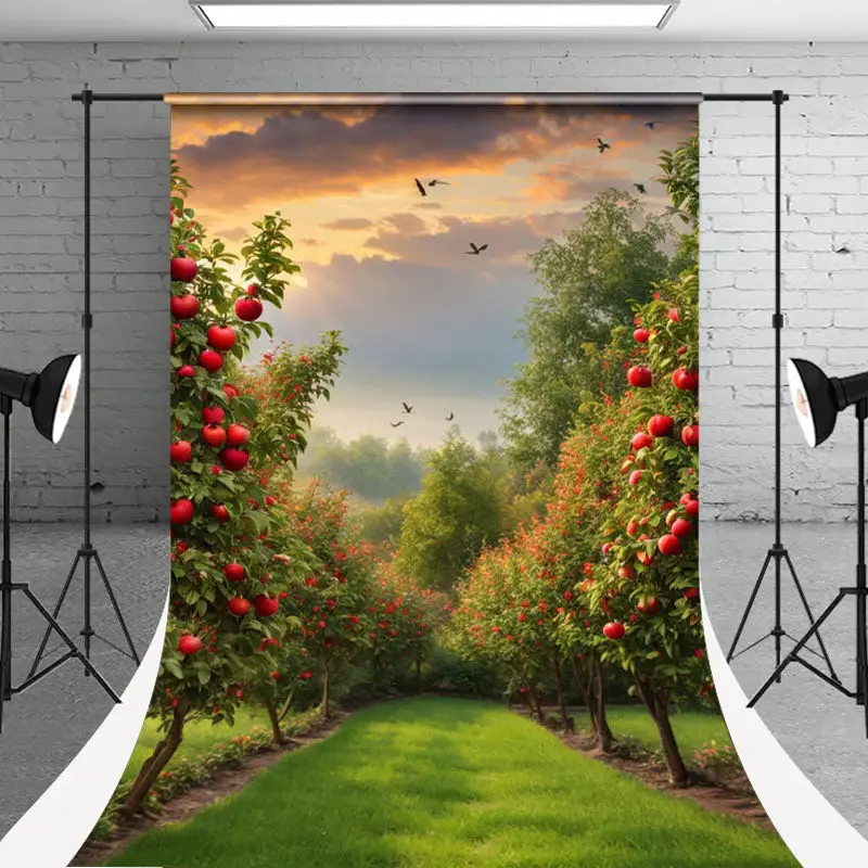 Sunset Birds Spring Greenery Orchard Sweep Backdrop - Aperturee