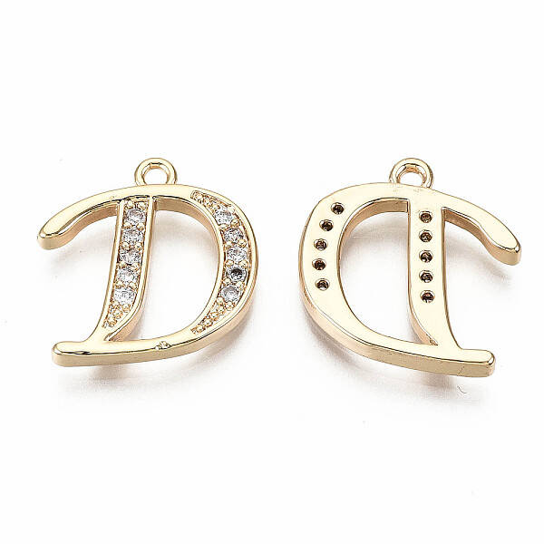 Brass Micro Pave Clear Cubic Zirconia Pendants