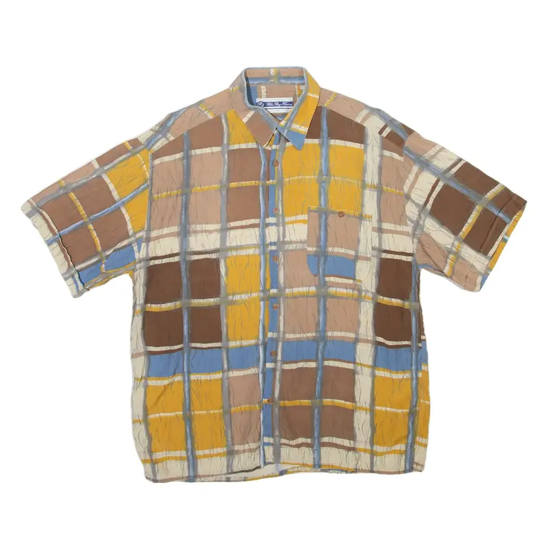 BLUE BAY HOMME Mens Shirt Brown Crazy Pattern L