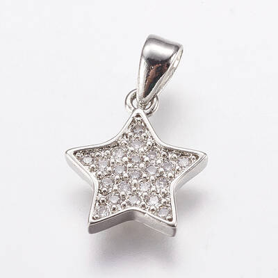 Brass Micro Pave Cubic Zirconia Charm