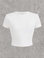 Women's Round Neck Short Sleeve Crop Tee, Casual Classy Crew Neck T-Shirt for Daily Wear, Ladies Clothes for All Seasons, Wo...