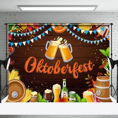 Beer Wheat Flag Wooden Oktoberfest Party Backdrop