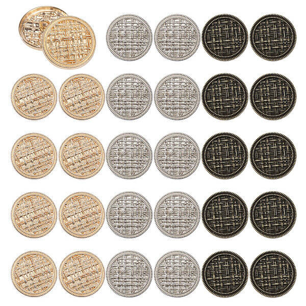 30Pcs 3 Style Zinc Alloy Shank Buttons