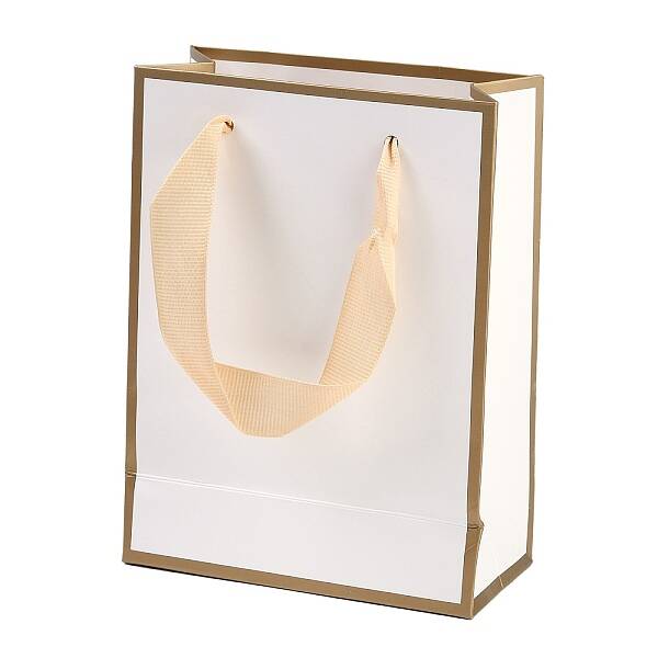 Rectangle Paper Bags with Ribbon Handles