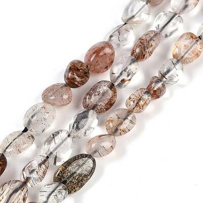 Natural Black Gold Rutilated Quartz Beads Strands