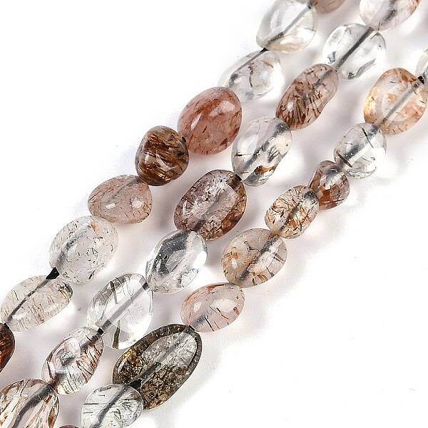 Natural Black Gold Rutilated Quartz Beads Strands
