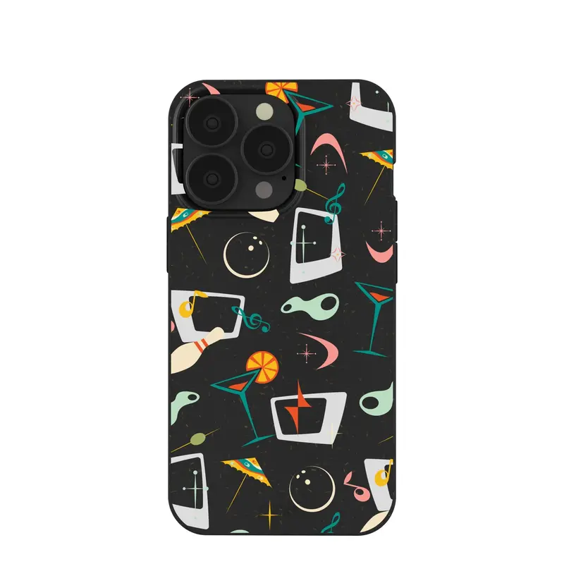 Black Mid Century Modern Party iPhone 13 Pro Case