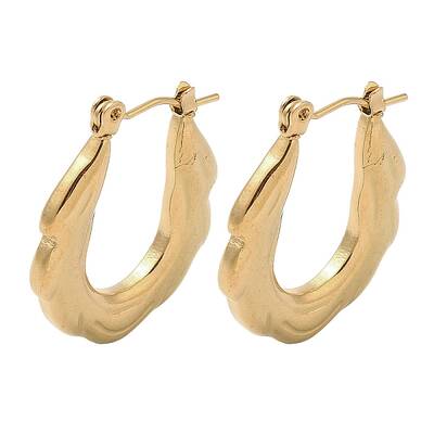 Feather 201 Stainless Steel Half Hoop Earrings for Women