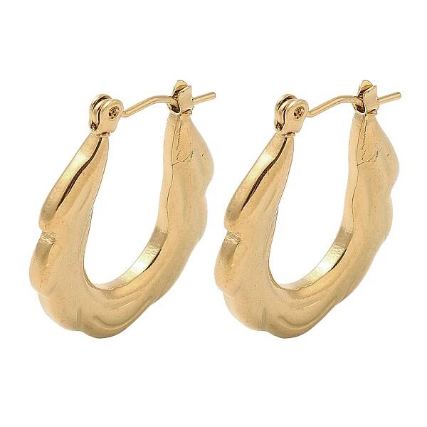 Feather 201 Stainless Steel Half Hoop Earrings for Women