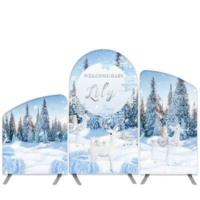 Aperturee Winter Wonderland Theme Little Elk Baby Shower Arch Backdrop Kit | Diy Arch Backdrop Cover | Round Arch Backdrop Co...