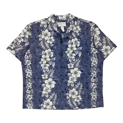 Halekulani Hawaiian Shirt - XL Blue Cotton