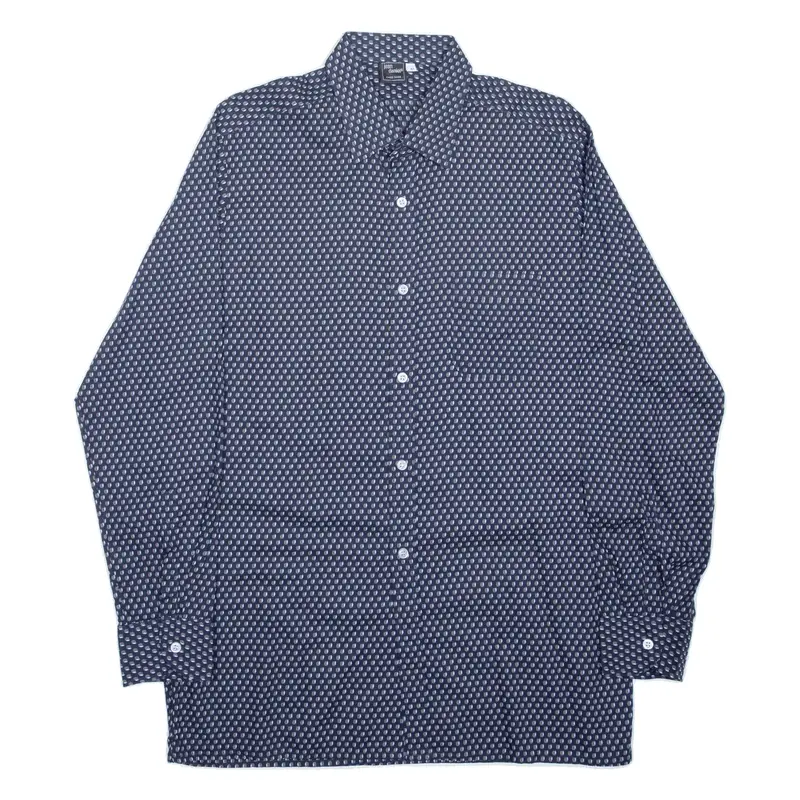 JEAN DANIEL Shirt Blue Spotted Long Sleeve Mens L