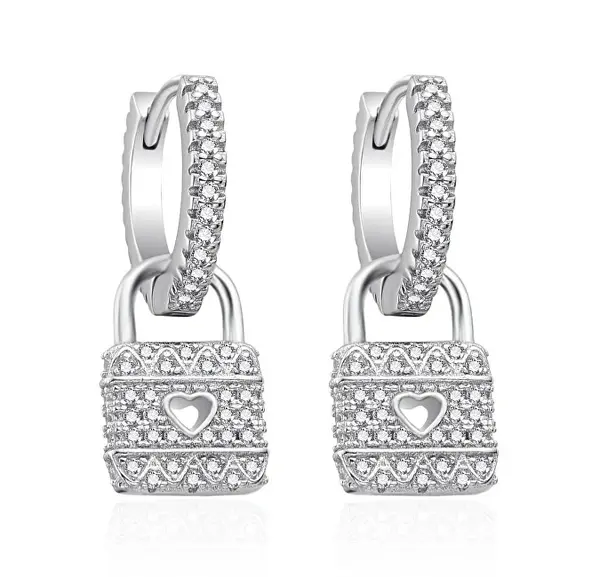 Agato Beautiful 2 in 1 Locks Silver Earrings AGT-E139KW