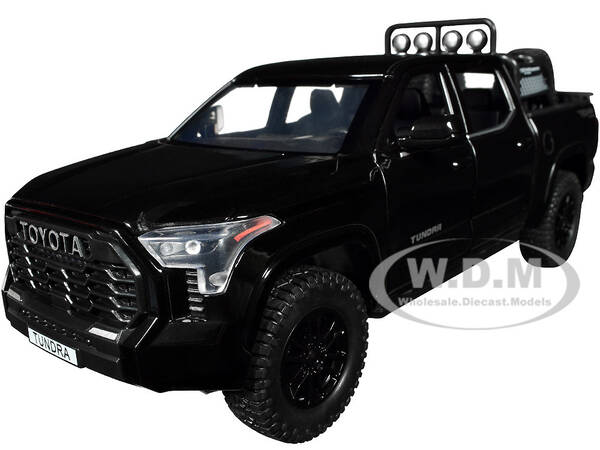 2023 Toyota Tundra TRD 4x4 Pickup Truck Black with Sunroof and Wheel Rack 1/24 Diecast Model Car