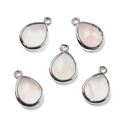 Natural Rose Quartz Faceted Pendants