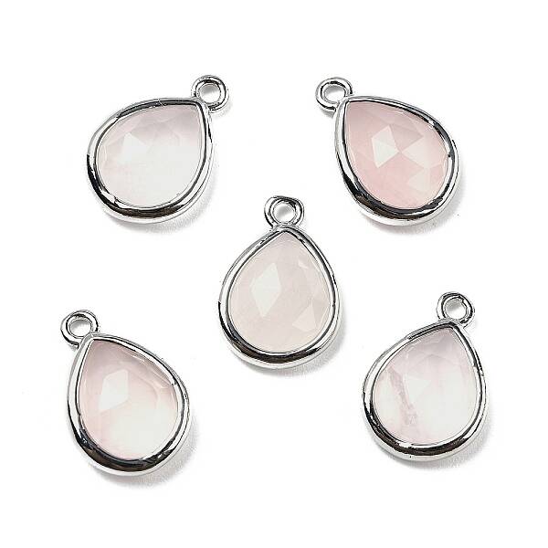 Natural Rose Quartz Faceted Pendants
