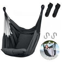 Hammock Chair Hanging Rope Swing, Max 300 Lbs Hanging Chair with Pocket- Quality Cotton Weave for Superior Comfort & Durabili...