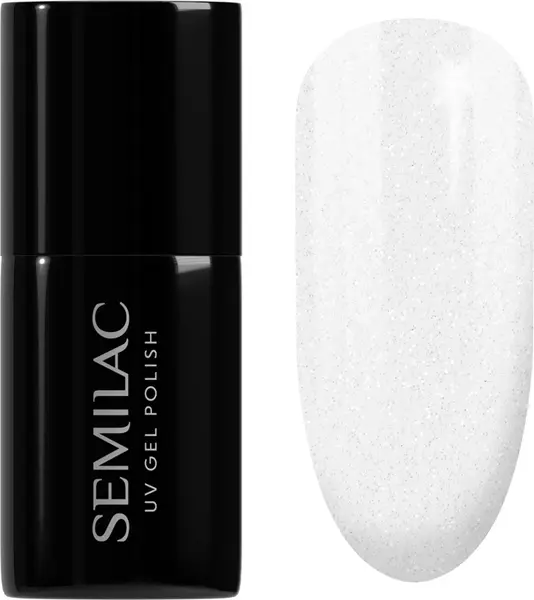 Semilac UV Hybrid Black & White gel polish color 091 Glitter Milk 7 ml