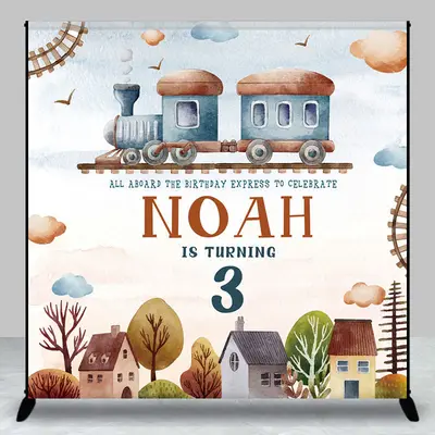 Aperturee Sky Cloud House Express Custom 3rd Birthday Backdrop - Aperturee