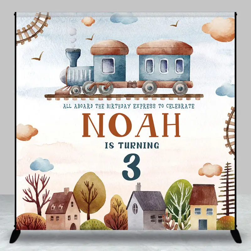 Aperturee Sky Cloud House Express Custom 3rd Birthday Backdrop - Aperturee