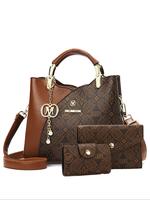 Women's Fashionable Letter Pattern Handbag & Wallet & Coin Purse, Casual Versatile Shoulder Bag Set for Daily Used, Trendy Hi...