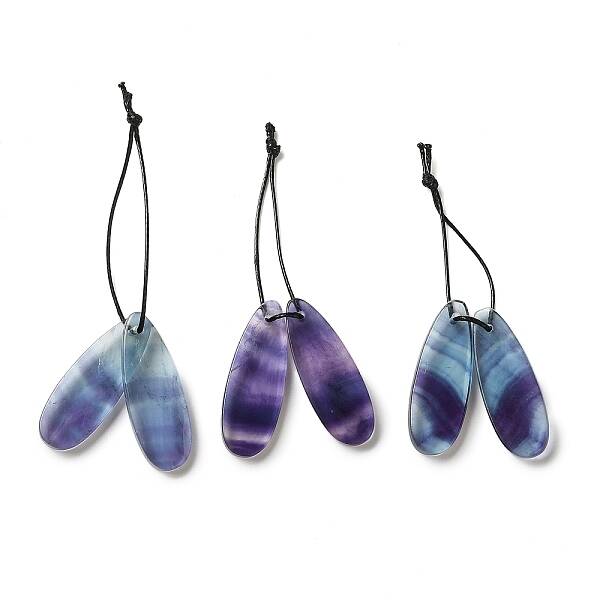 2Pcs Natural Fluorite Pendants