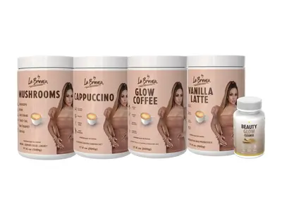 BUNDLE  1.MUSHROOM 1.CAPPUCCINO 1.GLOW COllAGEN 1.VANILLA LATTE.CLEANSE