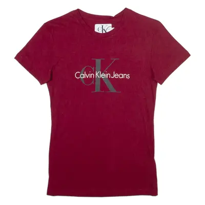 CALVIN KLEIN JEANS Womens T-Shirt Maroon XS