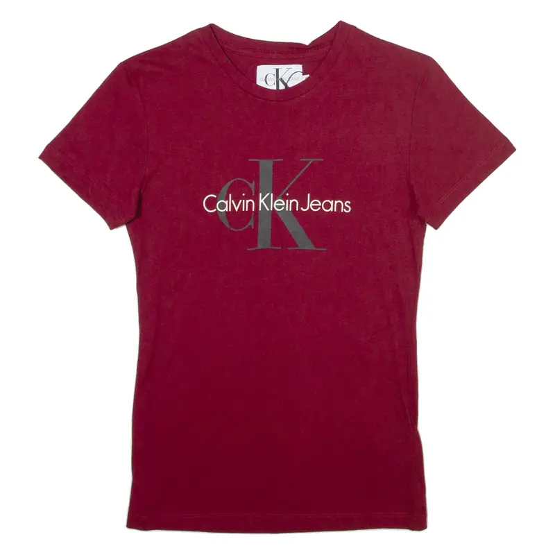 CALVIN KLEIN JEANS Womens T-Shirt Maroon XS