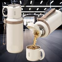 600ml Vacuum Flask, Portable Coffee Cup with Lid, Double Function Coffee Cup, Outdoor Water Bottle for Camping, Cycling, Car,...