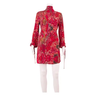 FREE PEOPLE Beep Hole Back Womens Fit & Flare Dress Red Floral ONE SIZE