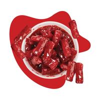 Strawberry flavored rellenitos in chamoy